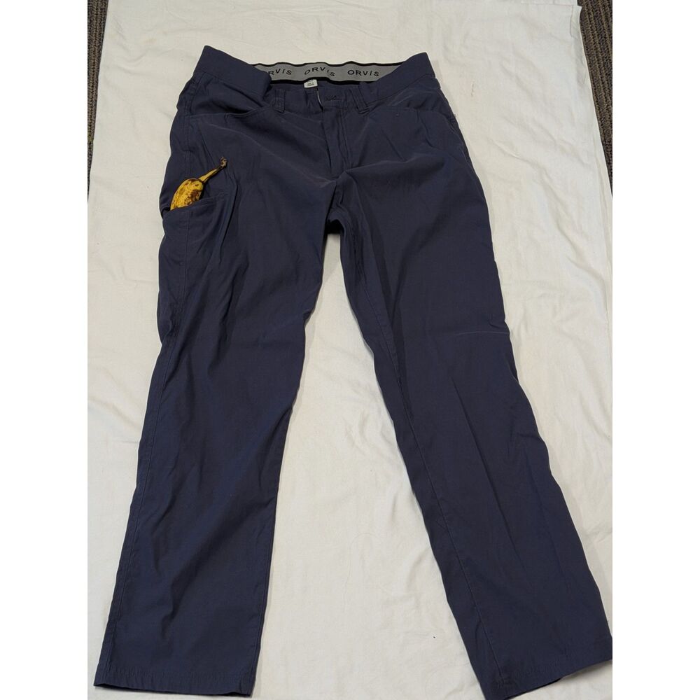Orvis Navy Blue Water Repellant Nylon Tech Hiking Pants Men's 34x32